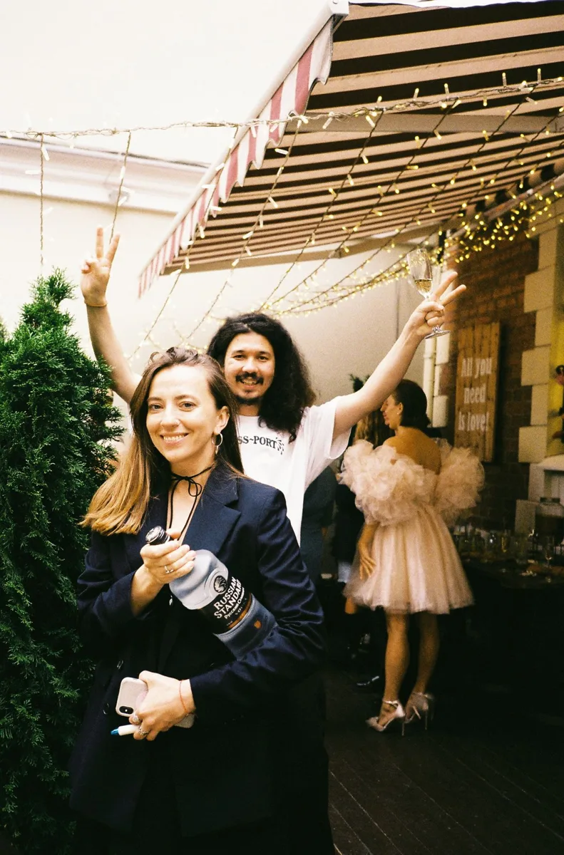 Guests celebrating together at a garden party